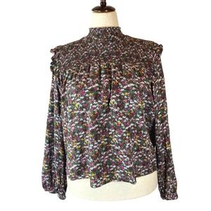 Draper James Floral Smocked Mock Neck Long Sleeve Blouse Size XXL